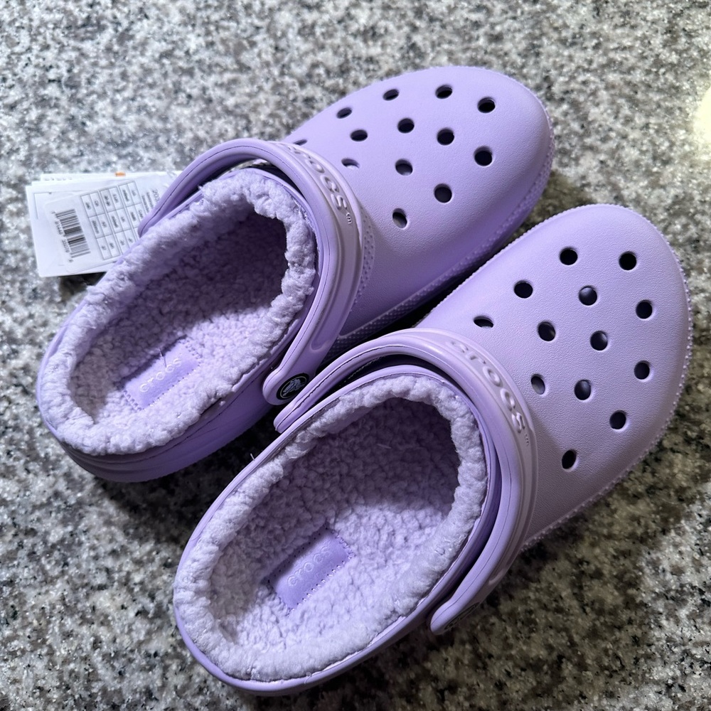 Women’s Light Purple lined Crocs Size 8 - New with tags !